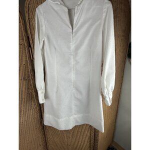 Vintage White Dress Mod GoGo Retro Hippie Long Sleeve